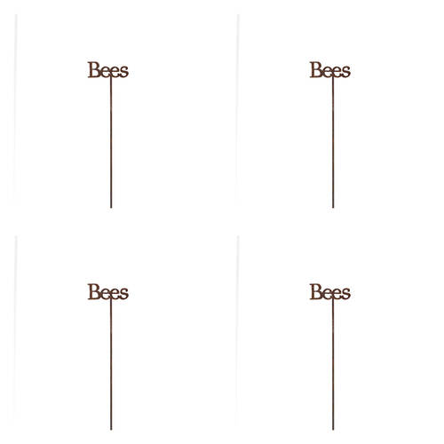 4PK A.FRESCO Metal Stake Bees Garden Ornament Decor 60cm - Rust
