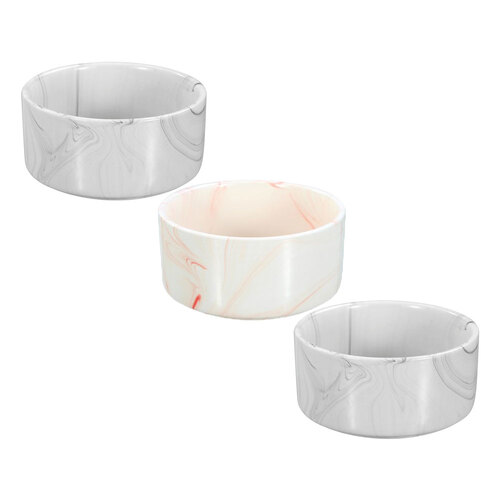 3x Paws & Claws 16cm/950ml Ceramic Pet Bowl Marble - Assorted Grey/Pink