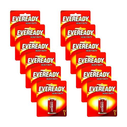 12PK Eveready 9V Heavy Duty Zinc-Carbon Powered Battery For Most Devices