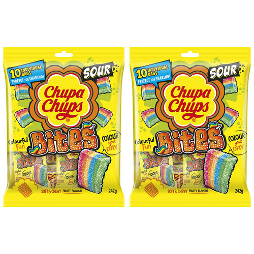 2x 10pc Chupa Chups Sour Bites Candy Share Pack 242g