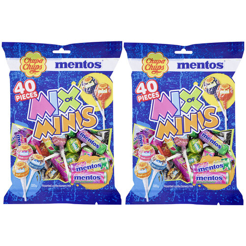 2x 40pc Chupa Chups & Mentos Mix of Minis Lollipops/Mints Bag 320g