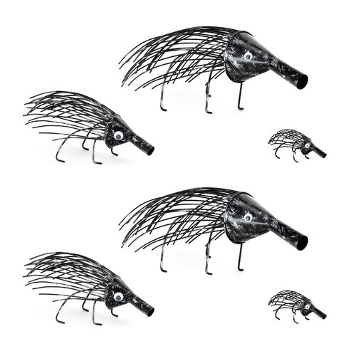 6x 3pc Echidna 8/17/27cm Wire Ornament Decor Set - Black