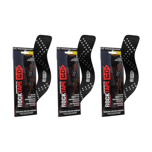 3PK Rocktape Go Fast Reflective Kinesiology Tape Pre-Cut 10 Inch Black