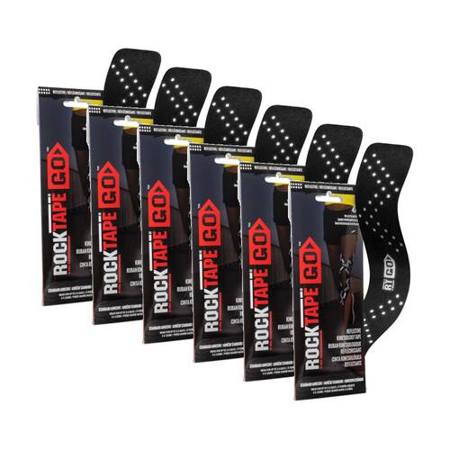 6PK Rocktape Go Fast Reflective Kinesiology Tape Pre-Cut 10 Inch Black