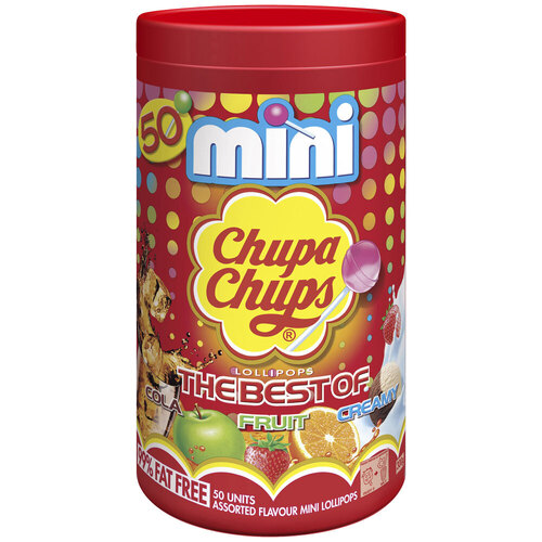 50pc Chupa Chups Mini The Best Of Tube Cola/Fruit/Creamy Lollipops 300g