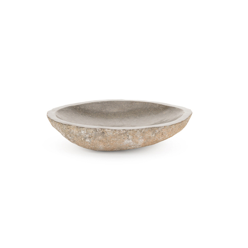 Garden Round Bowl Outdoor Decor Stone - Natural