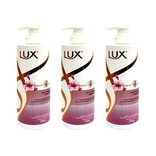 3PK Lux Peach Shampoo Bottle Pump Fragrance 750ml Hair Care