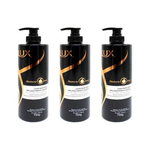 3PK Lux Black Shine Shampoo Bottle Pump 750ml Hair Care