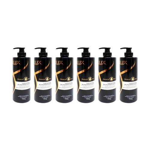 6PK Lux Black Shine Shampoo Bottle Pump 750ml Hair Care