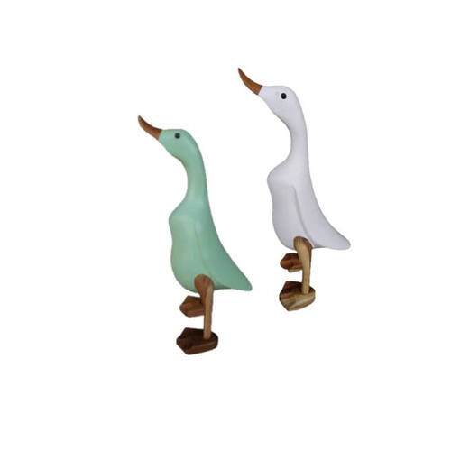 2PK A.FRESCO Bamboo Root Duck Coloured Garden Decor Small 28-32cm