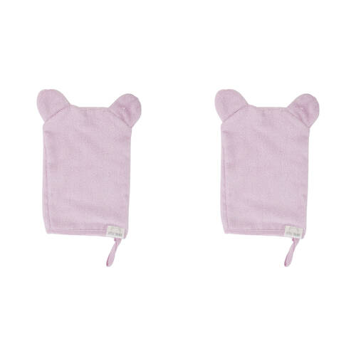 2PK Annabel Trends Little Trends Wash Mitt Bear Ears 22cm Lilac