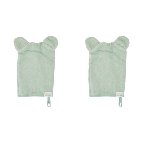 2PK Annabel Trends Little Trends Wash Mitt Bear Ears 22cm Moss