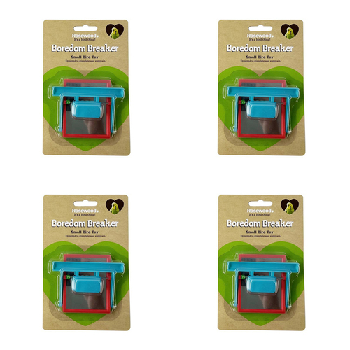 4x Rosewood Perch Mirror Bird Pet Boredom Breaker Toy w/ Beads
