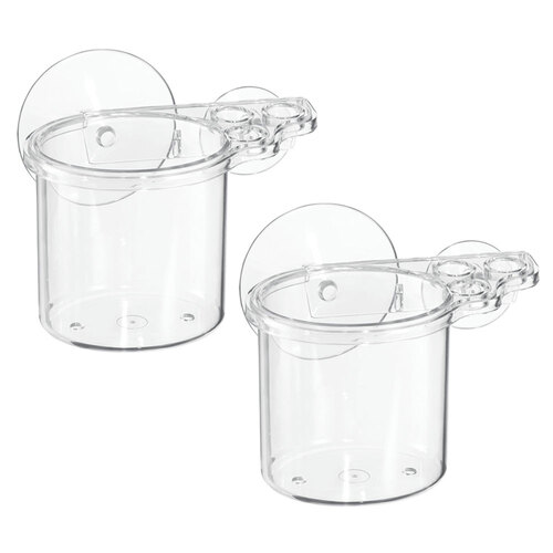 2PK iDesign Suction Toothbrush Holder 13x7.5cm Organiser - Clear
