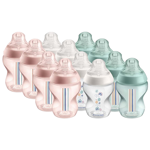12x Tommee Tippee 260ml Closer To Nature Slow Flow Baby Bottles 0m+ Assorted