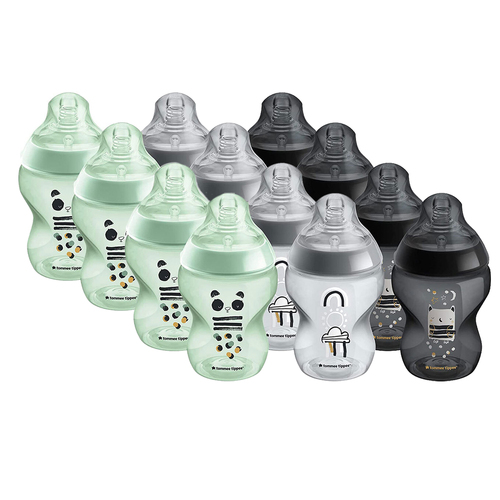 12x Tommee Tippee 260ml Closer To Nature Slow Flow Baby Bottles 0m+ Assorted
