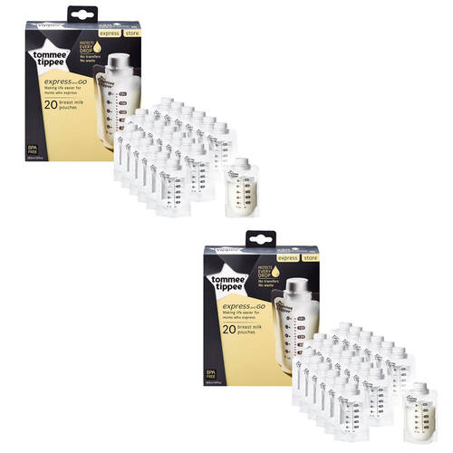 2x 20PK Tommee Tippee Breast Milk Pouches