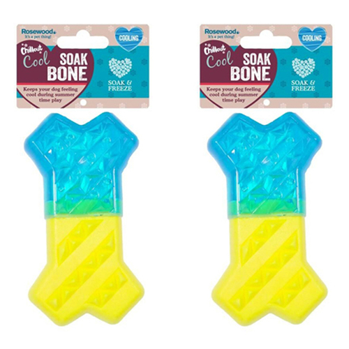 2PK Rosewood Chillax Cool Soak Bone Pet Dog Chew Training Outdoor Toy Yellow/Blue