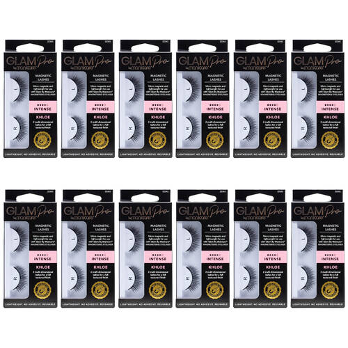 12PK Manicare Glam Pro Lightweight Magnetic Lashes Intense Khloe - Black