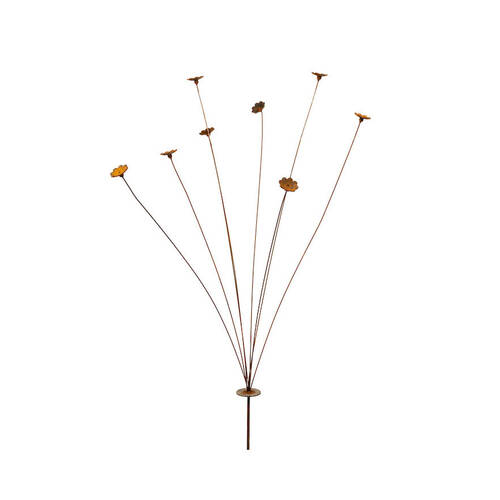 A.FRESCO Metal Stake Flower Spray 8 Head 120x50cm - Rust