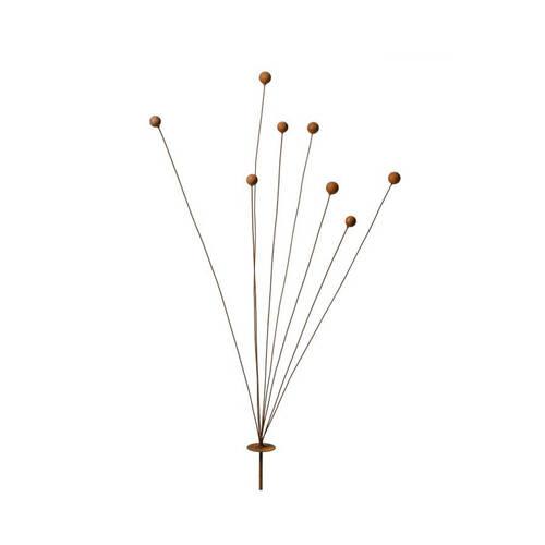  Metal Stake Spray Billy Buttons 120x50cm - Rust