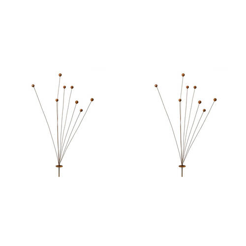 2PK A.FRESCO Metal Stake Spray Billy Buttons 120x50cm - Rust