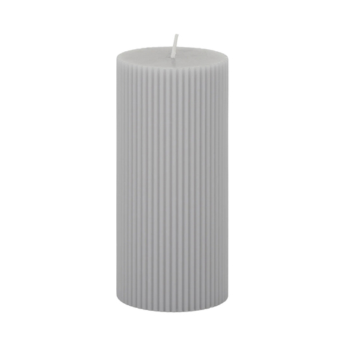 Assemble Grey Ribbed Pillar Candle 7x15cm Grey CA1323
