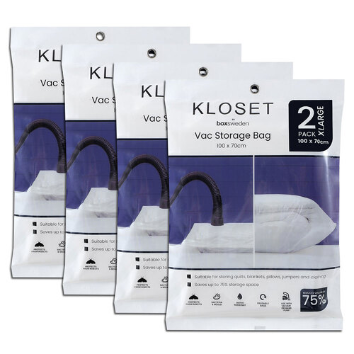 4x 2PK Boxsweden Kloset 100x70cm Vac Storage Bag Organiser