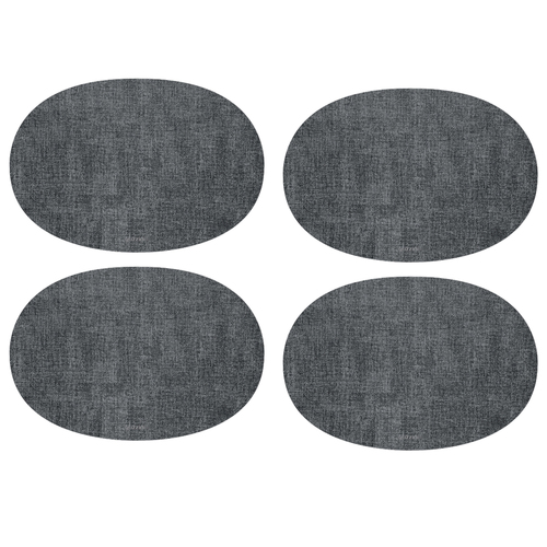 4PK Guzzini Tiffany 48cm Oval Fabric Reversible Placemat - Grey