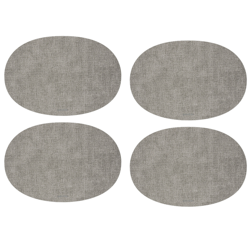 4PK Guzzini Tiffany 48cm Oval Fabric Reversible Placemat - Sky Grey
