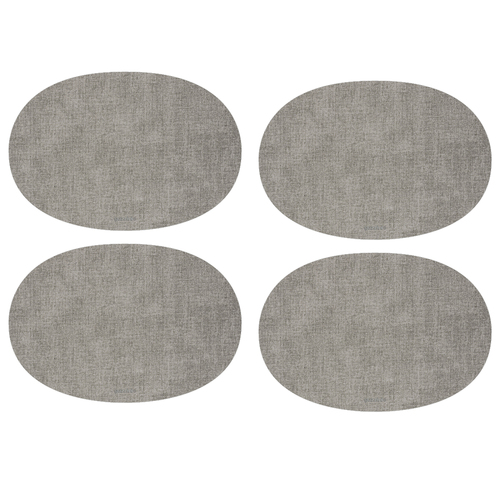 4PK Guzzini Tiffany 48cm Oval Fabric Reversible Placemat - Sky Grey