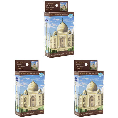 3PK Platypuzz Jigsaw Puzzle World Traveller 100pcs - Taj Mahal India 20x20cm 