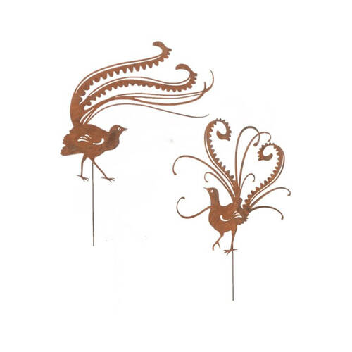  Corten Steel Stake Lyrebird 57x61cm Rust - Assorted