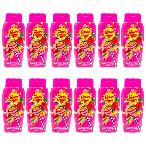 12PK Chupa Chups 300ml Bath & Shower Gel Wash - Strawberry Swirl