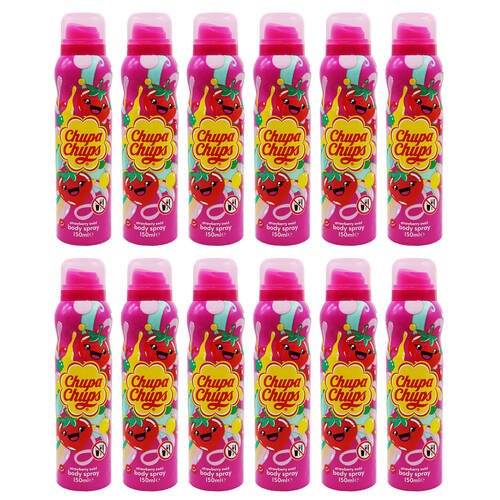 12PK Chupa Chups 150ml Body Spray Strawberry Swirl Sweet Fragrance Mist