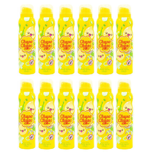 12PK Chupa Chups Body Spray Mist 150ml Lemon Sorbet Sweet Fruity Fragrance