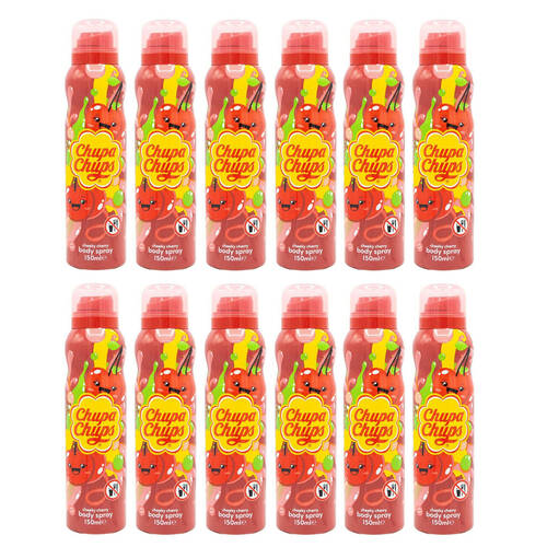 12PK Chupa Chups Body Spray Mist 150ml Cheeky Cherry Sweet Fruity Fragrance