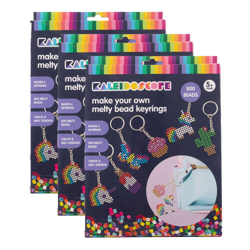 3PK Kaleidoscope Make Your Own Melty Bead Key Rings Kids Art Craft 5y+