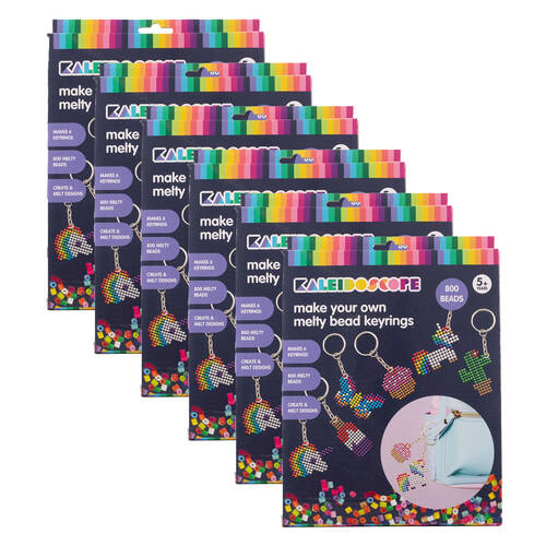 6PK Kaleidoscope Make Your Own Melty Bead Key Rings Kids Art Craft 5y+