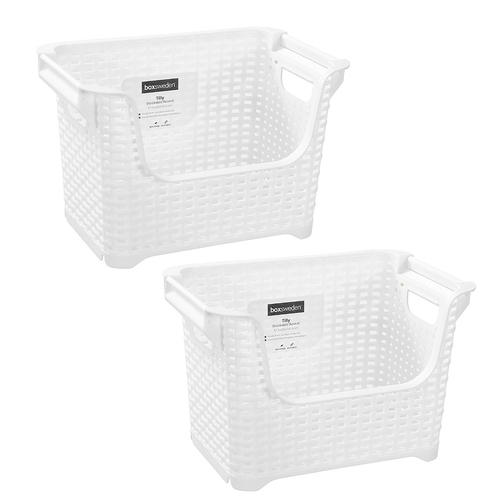 2PK Boxsweden Tilly Stackable 37.5x25cm Basket w/ Handles Assorted