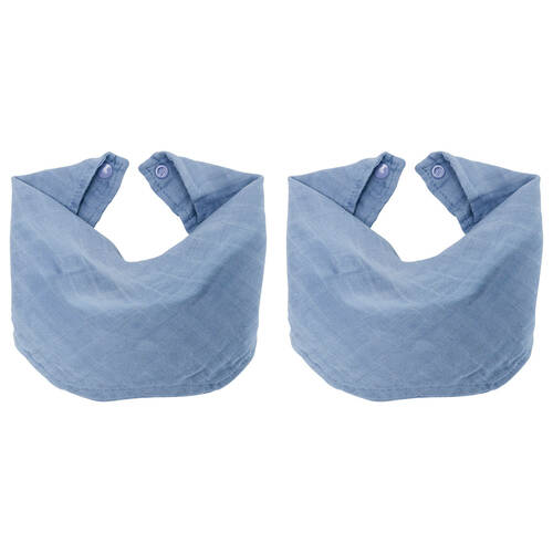 2PK Annabel Trends Muslin Neck Feeding Bib 30x30cm - Blue