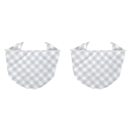 2PK Annabel Trends Muslin Neck Bib Gingham 30x30cm Cool Grey