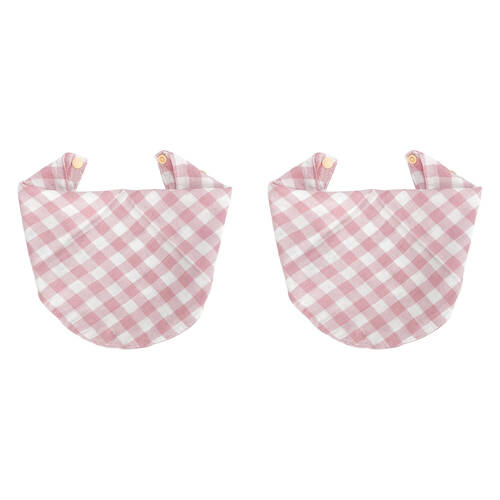 2PK Annabel Trends Muslin Neck Bib Gingham 30x30cm Pink Clay