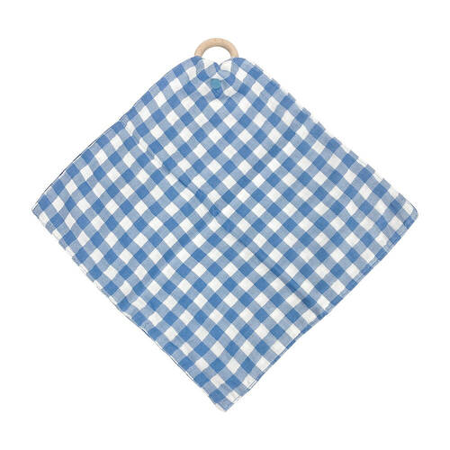 Annabel Trends Muslin Security Blanket 32x32cm - Gingham Blue