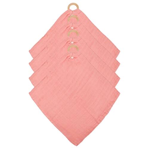 4PK Annabel Trends Muslin Security Blanket 32x32cm - Coral