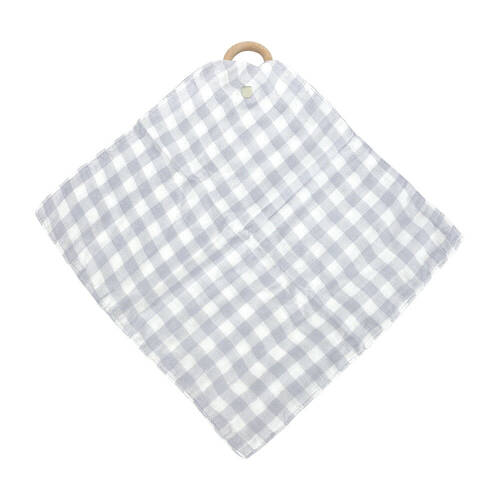 Annabel Trends Muslin Security Blanket 32x32cm - Gingham Cool Grey