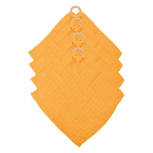 4PK Annabel Trends Muslin Security Blanket 32x32cm - Mustard