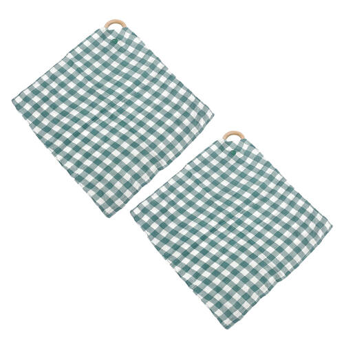 2PK Annabel Trends Muslin Security Blanket 32x32cm - Gingham Olive