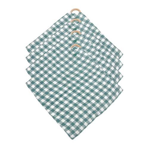 4PK Annabel Trends Muslin Security Blanket 32x32cm - Gingham Olive