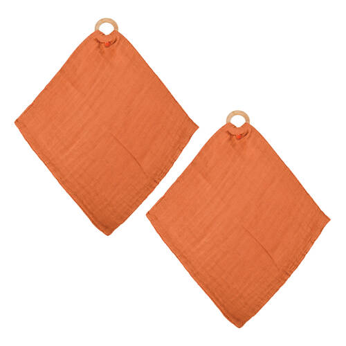 2PK Annabel Trends Muslin Security Blanket 32x32cm - Rust